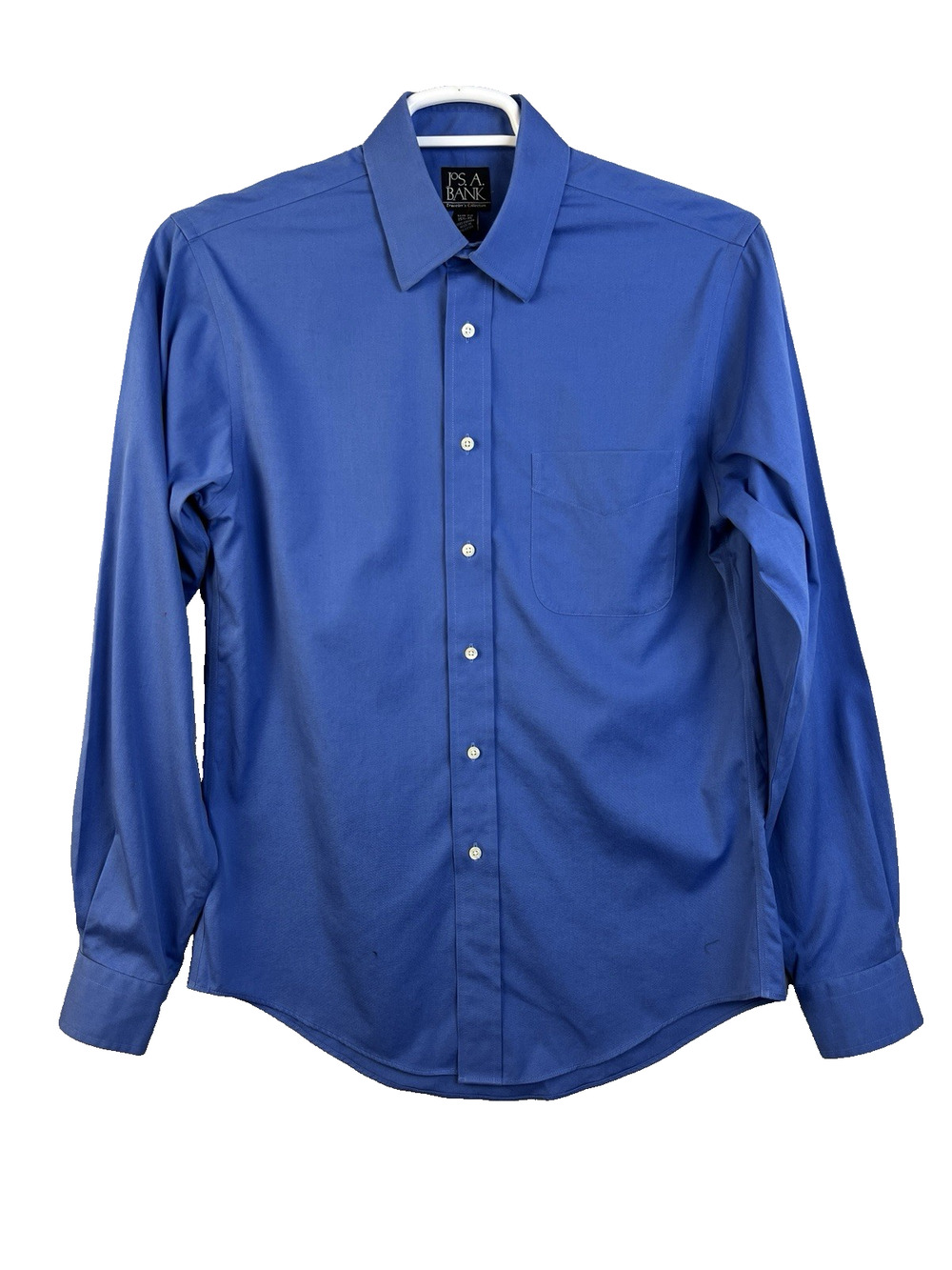 Jos A Banks Travelers Collection Shirt Men 15.5 35 Slim Fit Blue Business Work